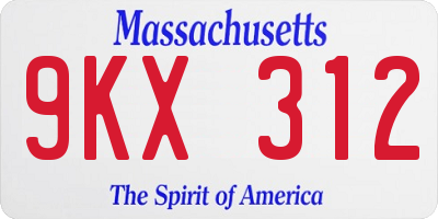 MA license plate 9KX312