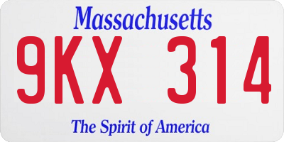 MA license plate 9KX314
