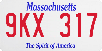 MA license plate 9KX317