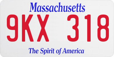 MA license plate 9KX318
