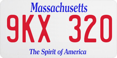 MA license plate 9KX320