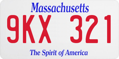 MA license plate 9KX321