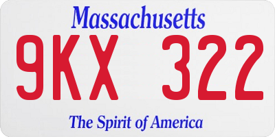 MA license plate 9KX322