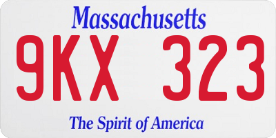 MA license plate 9KX323