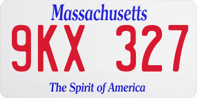 MA license plate 9KX327