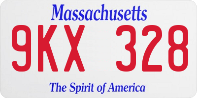 MA license plate 9KX328