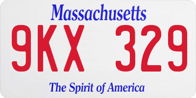 MA license plate 9KX329