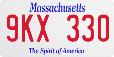 MA license plate 9KX330