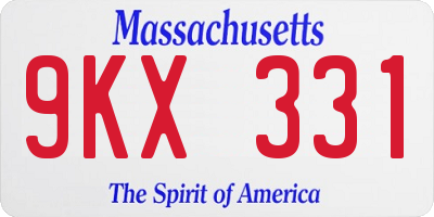 MA license plate 9KX331