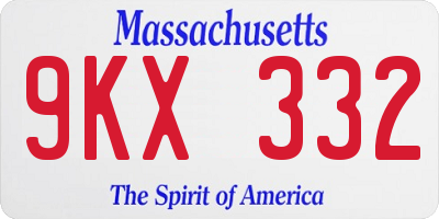 MA license plate 9KX332
