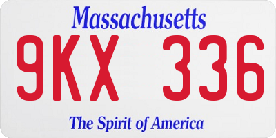 MA license plate 9KX336