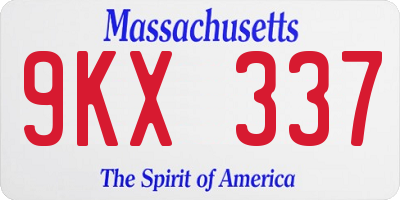 MA license plate 9KX337