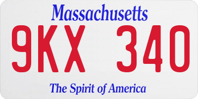 MA license plate 9KX340