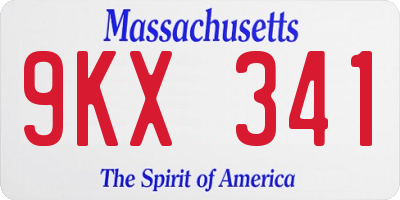 MA license plate 9KX341