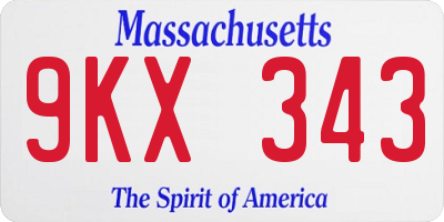 MA license plate 9KX343