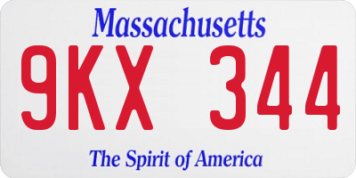 MA license plate 9KX344