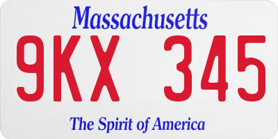 MA license plate 9KX345
