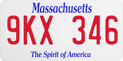 MA license plate 9KX346