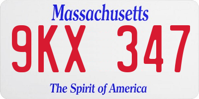 MA license plate 9KX347