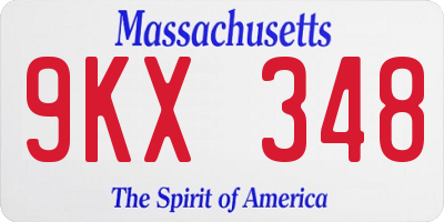 MA license plate 9KX348