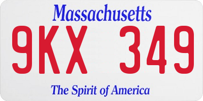 MA license plate 9KX349