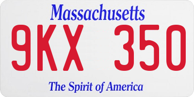 MA license plate 9KX350