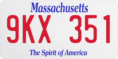 MA license plate 9KX351