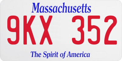 MA license plate 9KX352