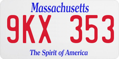 MA license plate 9KX353