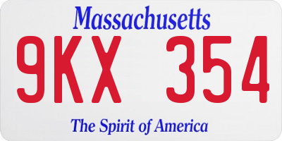 MA license plate 9KX354