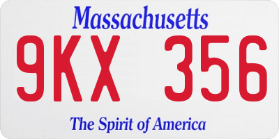MA license plate 9KX356