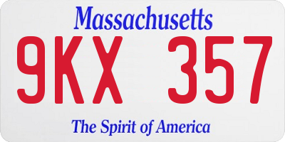 MA license plate 9KX357