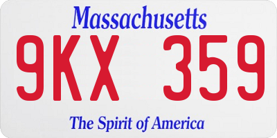 MA license plate 9KX359