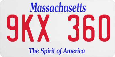 MA license plate 9KX360