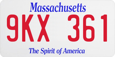 MA license plate 9KX361