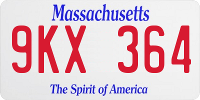 MA license plate 9KX364