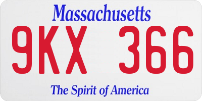 MA license plate 9KX366