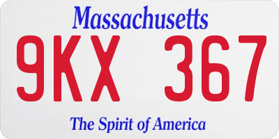 MA license plate 9KX367