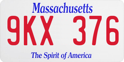 MA license plate 9KX376