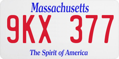 MA license plate 9KX377
