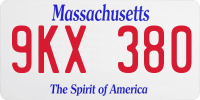 MA license plate 9KX380