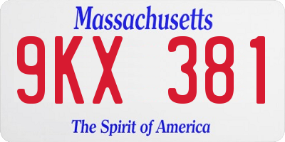 MA license plate 9KX381