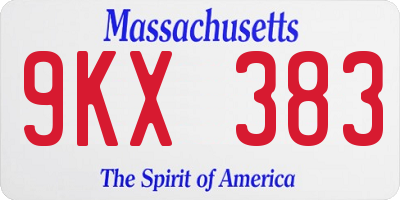 MA license plate 9KX383