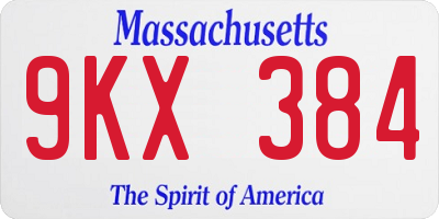 MA license plate 9KX384