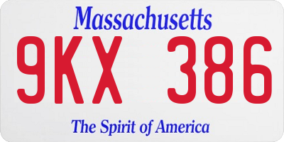 MA license plate 9KX386