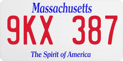 MA license plate 9KX387