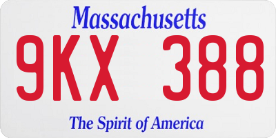 MA license plate 9KX388