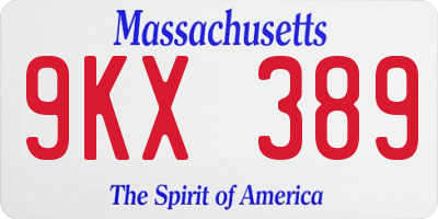 MA license plate 9KX389