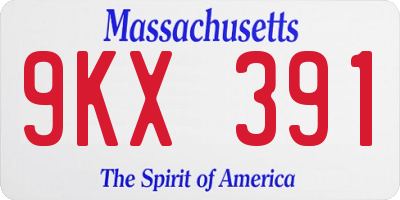 MA license plate 9KX391