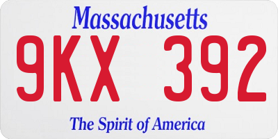 MA license plate 9KX392
